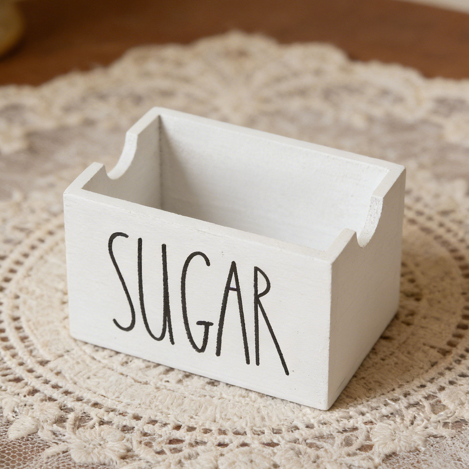 Coffee Tea Sugar - Drewniany pojemnik na cukier, drewniane pudełko