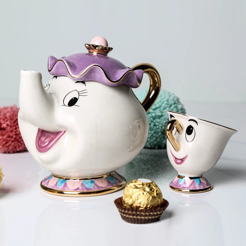 Coffee Tea And Sugar Set - Zestawy czajników Piękna i Bestia, ceramiczne,