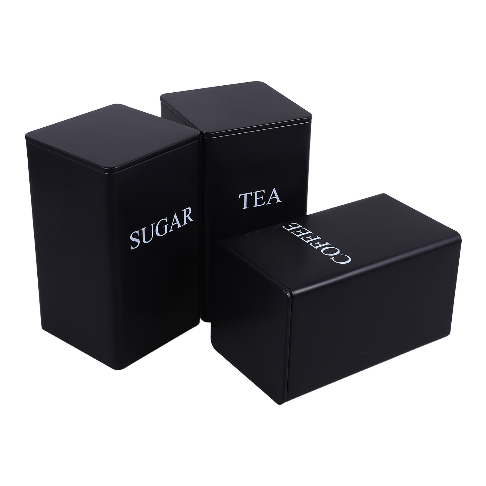3 sztuki metalowych, czarnych, – Coffee Tea Sugar recenzja i cena